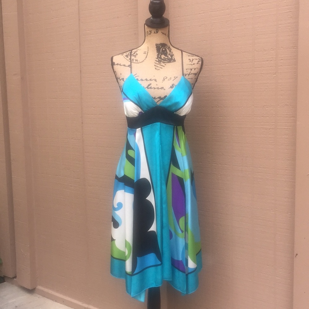 Agata Sz 6 Multicolor Silky Halter Dress